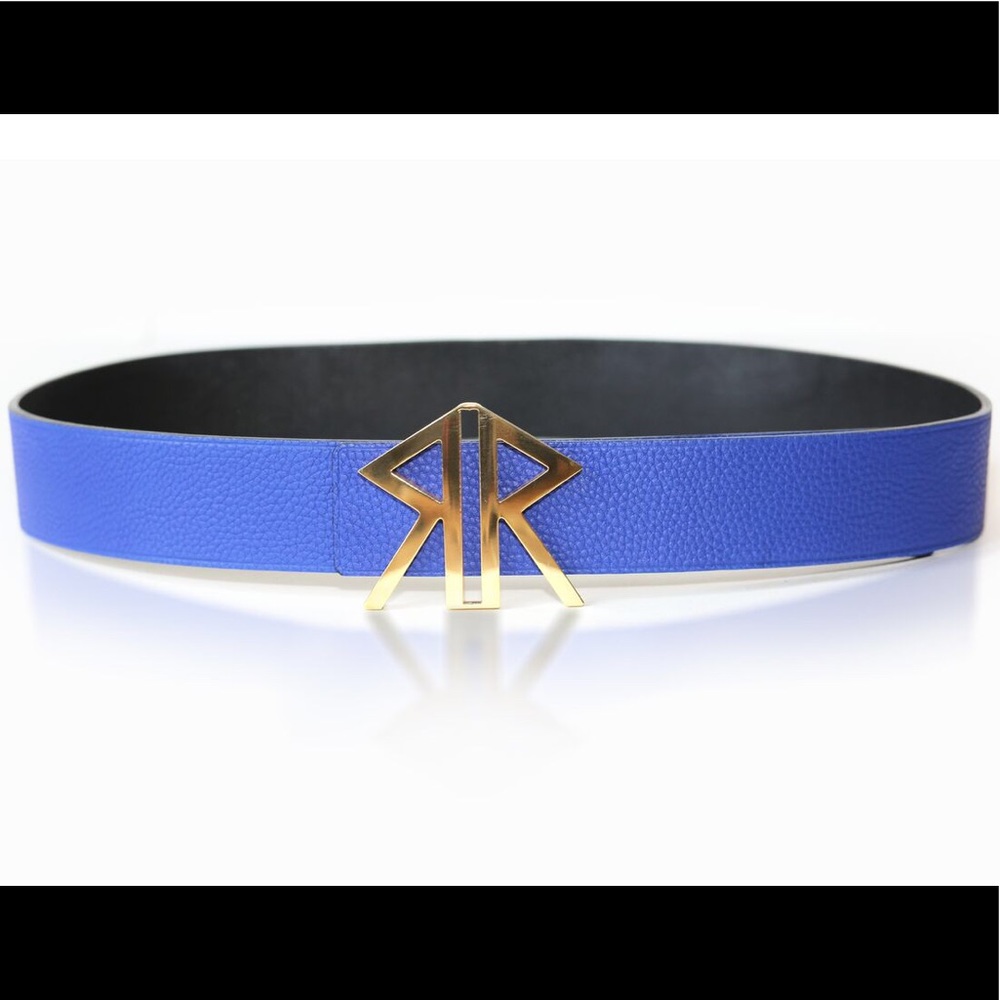 COPY - COPY - LEONE CALF SKIN BELT I BLUE BLACK R…